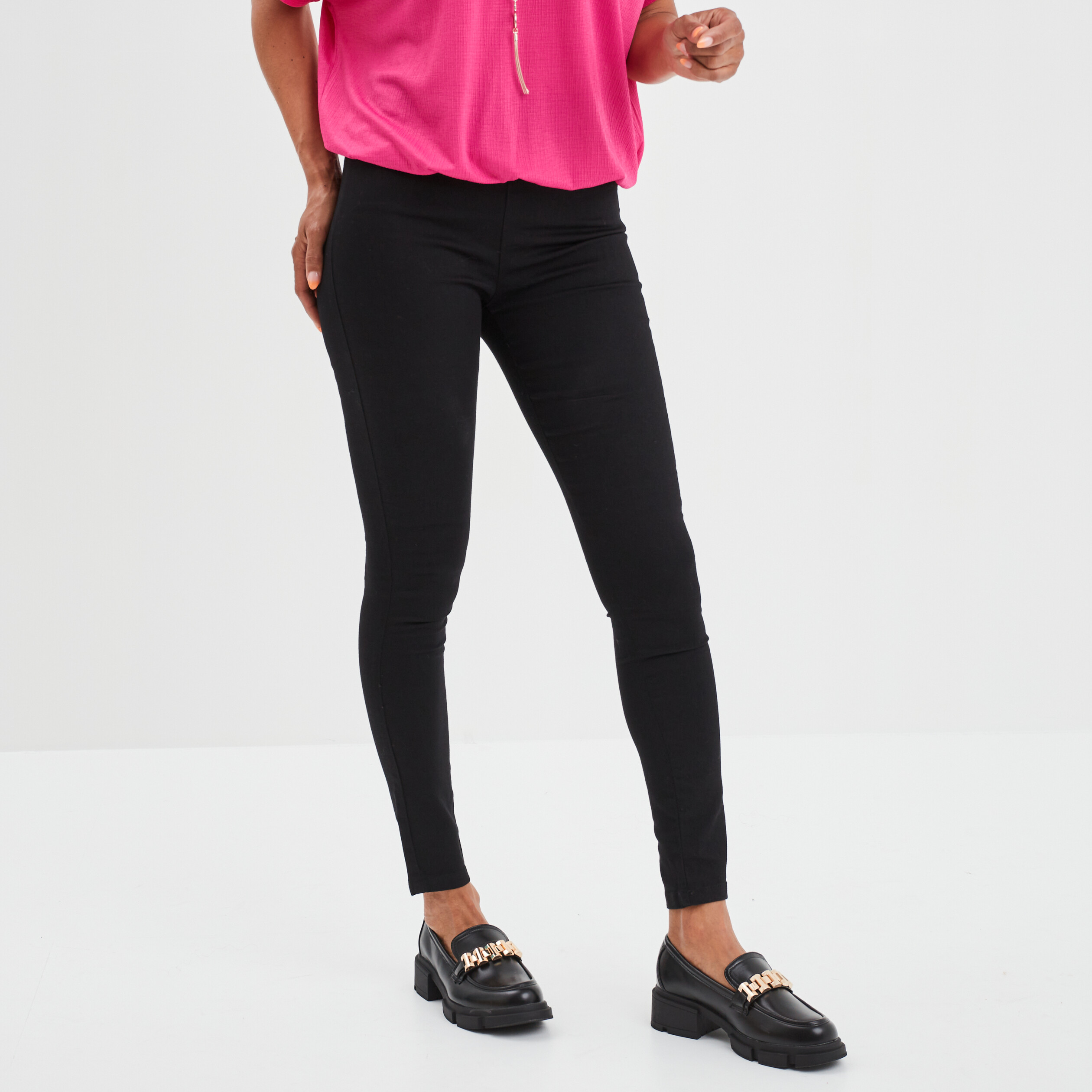 Jegging slim taille haute denim noir femme | La Halle