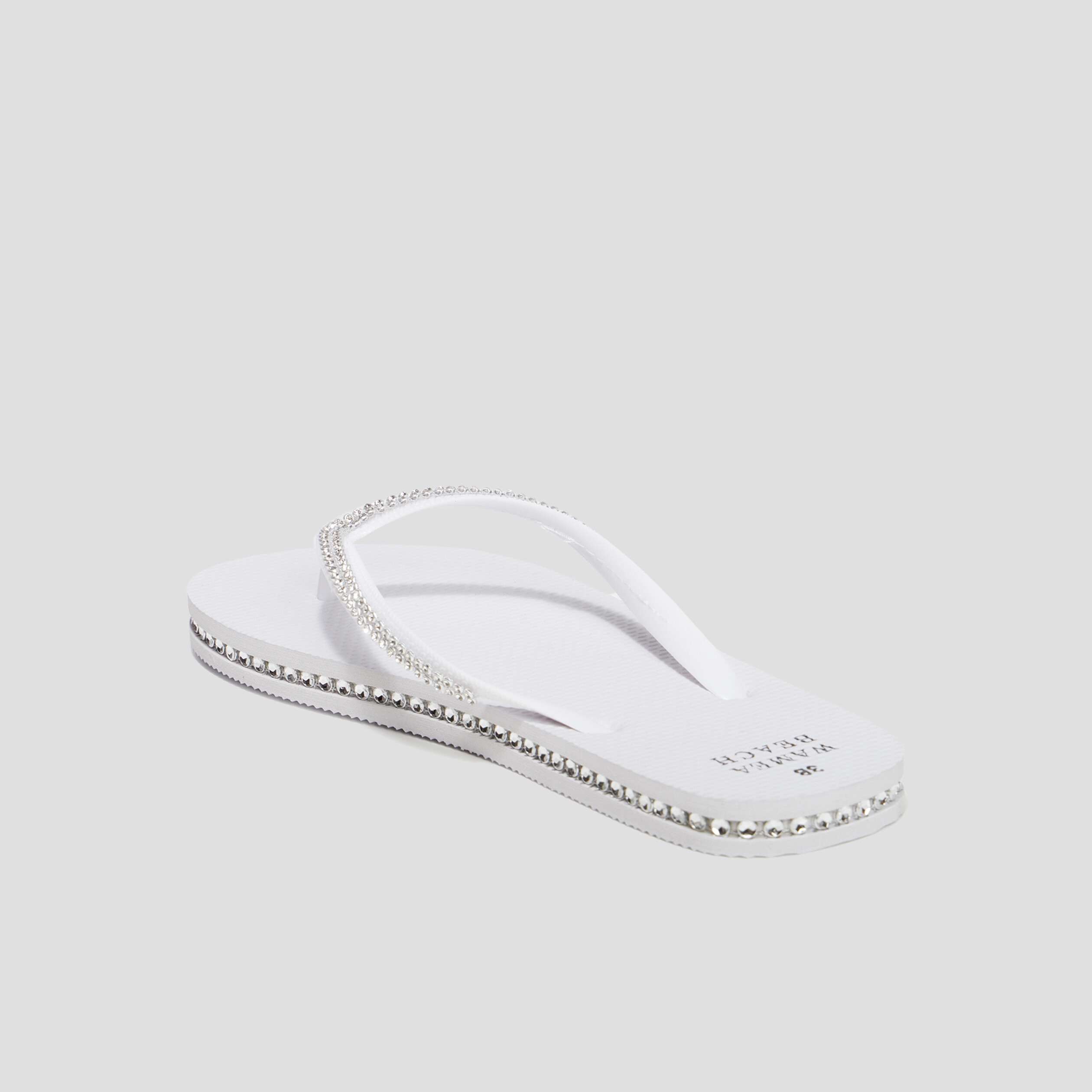 Tongs avec strass Wamea Beach blanc femme | La Halle