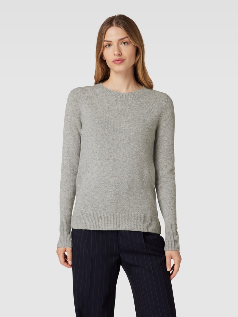 Strickpullover mit Rundhalsausschnitt in mittelgrau meliert
