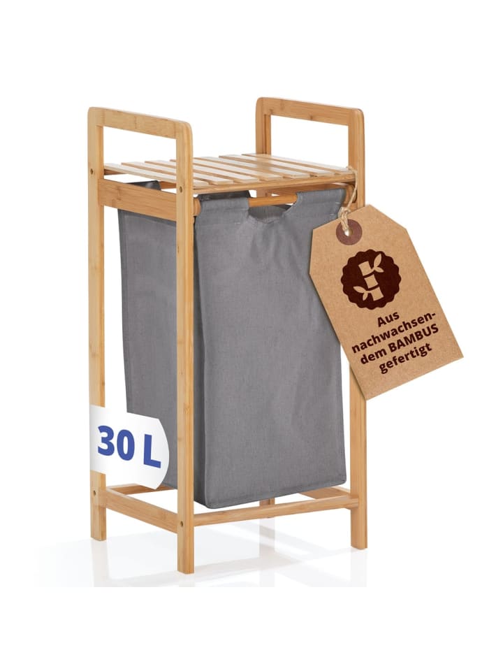 Lumaland Lumaland Wäschekorb Bambus 33x33x73cm holzfarben/beige Wäschesack ausziehbar günstig kaufen onesize