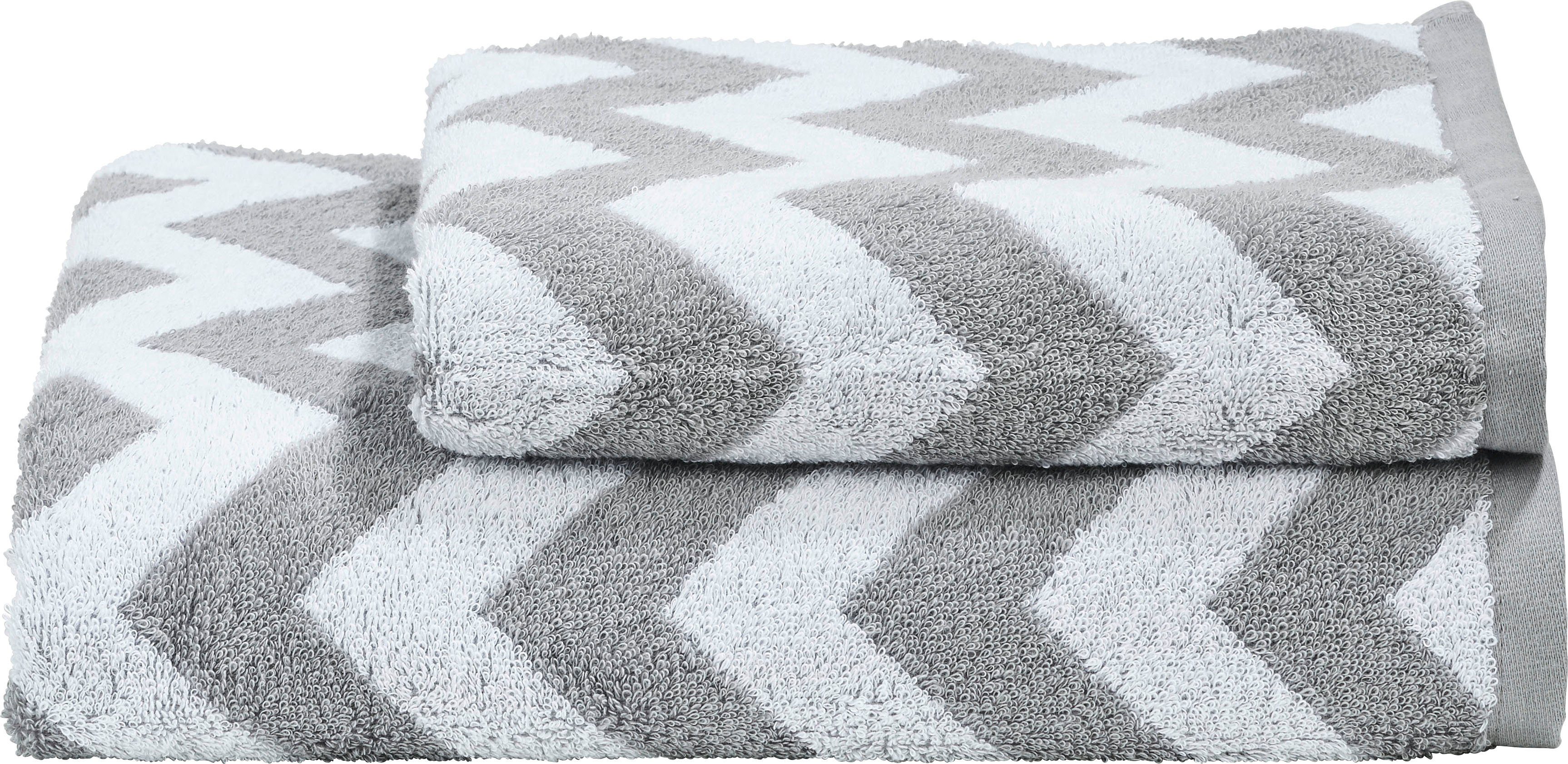 done.® Handtuch Set Daily Shapes ZickZack, Jacquard-Walkfrottier, (Set, 2-tlg), Jacquardgewebe, modernes Muster, verschiedene Set Varianten erhältlich