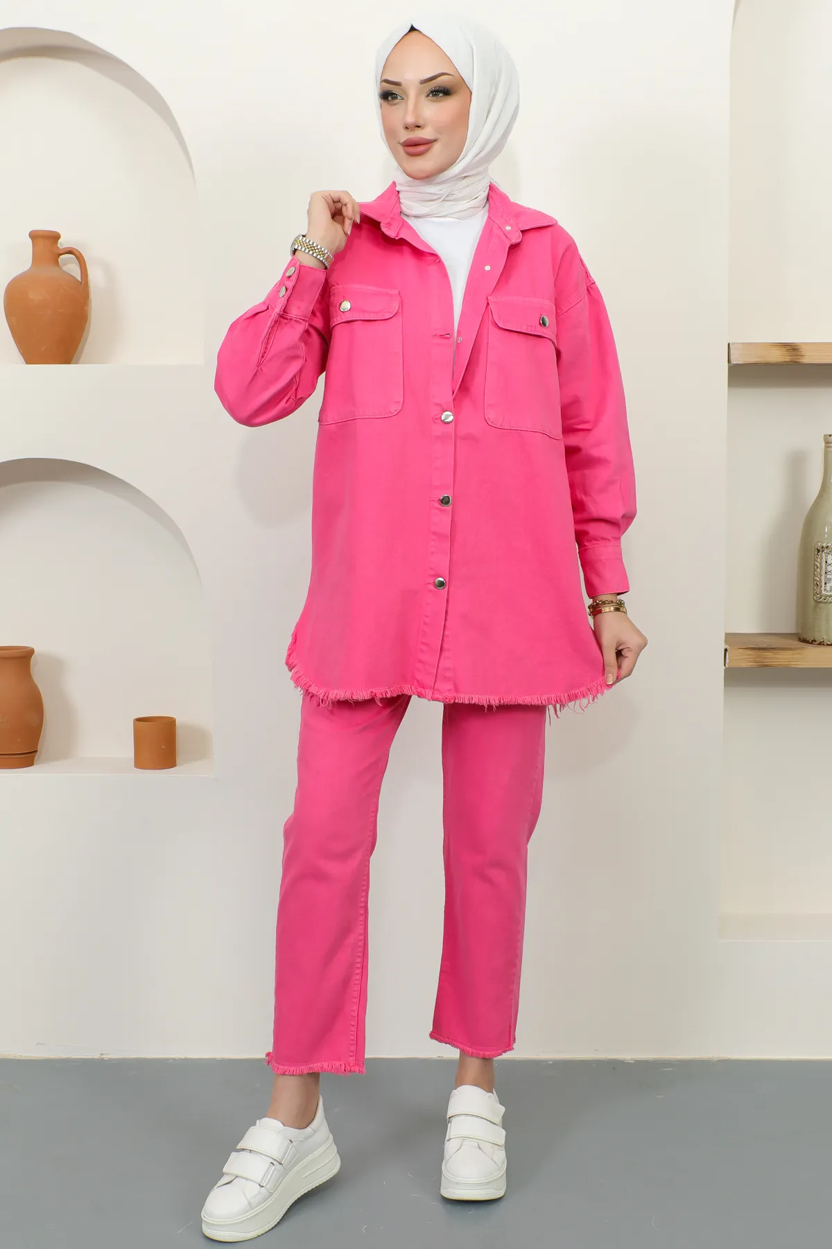 benguen  5718 Jacke und Hose mit Troddeln, 2er-Set, Rosa