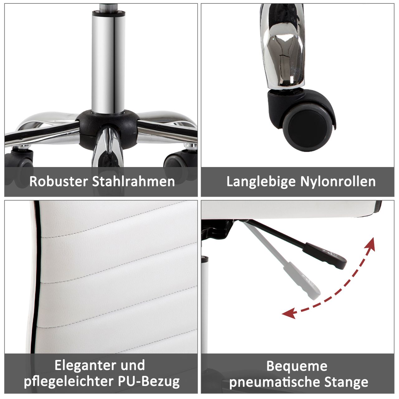 HOMCOM Friseurstuhl Salonstuhl Drehstuhl Rückenlehne Höhenverstellbar Stahl PU