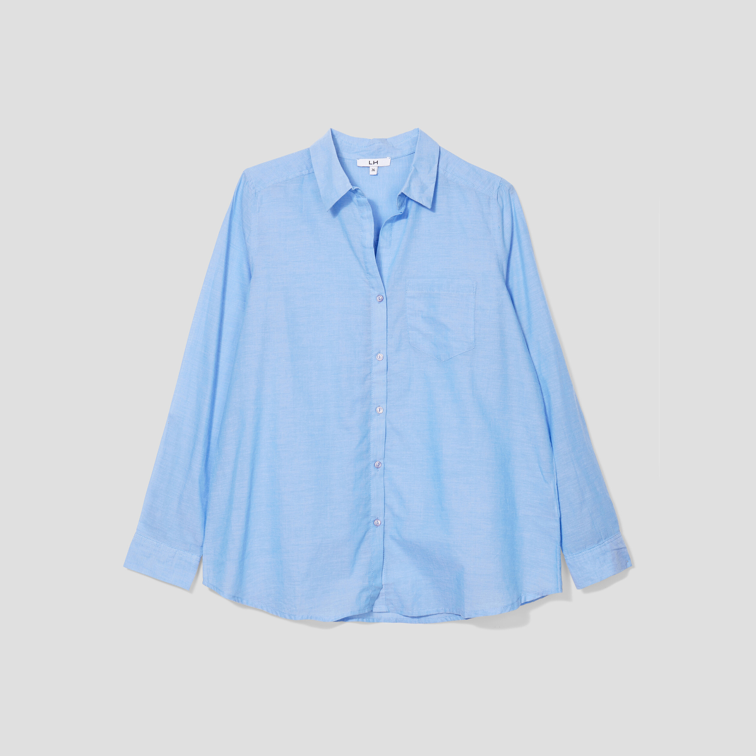 Chemise manches longues en coton bleu femme | La Halle