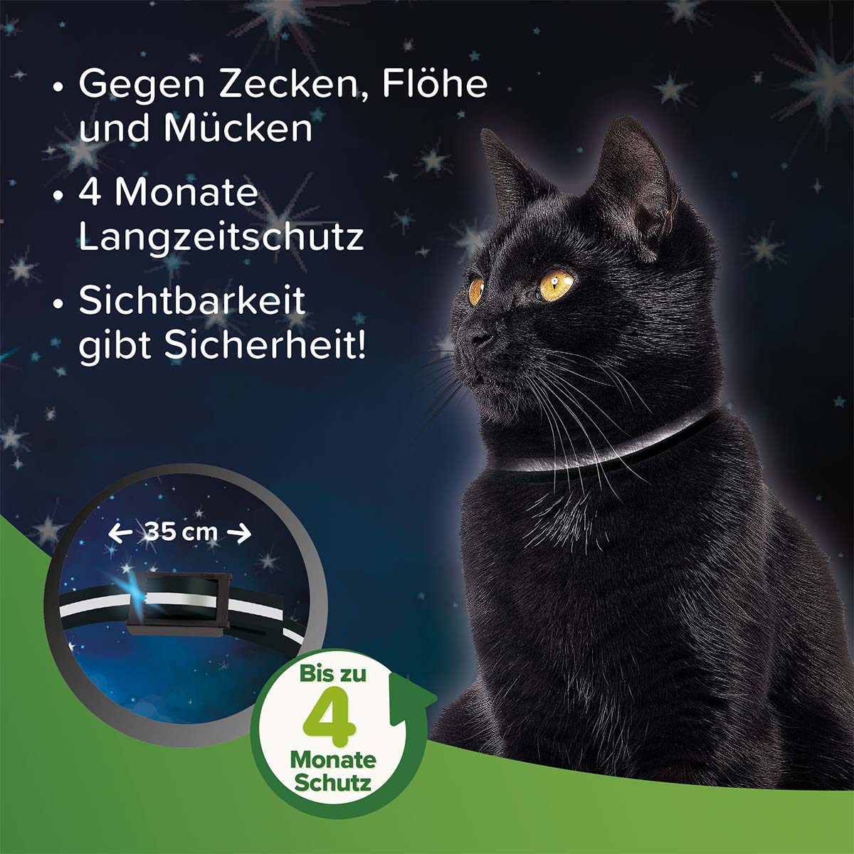 beaphar Zecken- und Flohschutz Halsband reflektierend für Katze 35cm