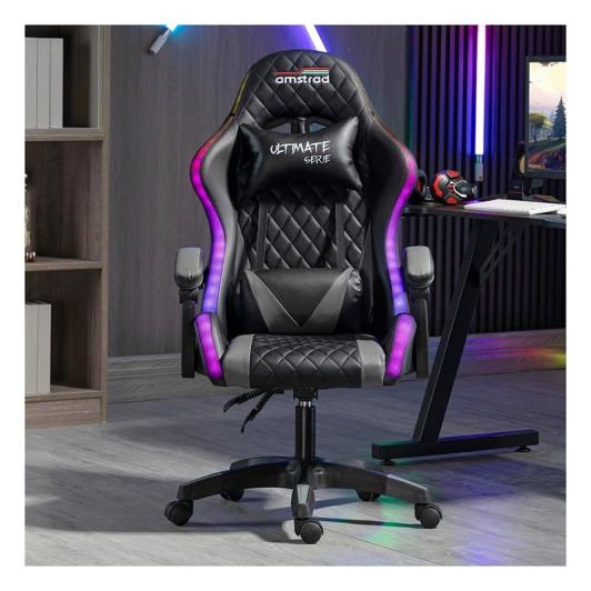 Scaun de gaming AMSTRAD AMS ULTIMATE LED negru