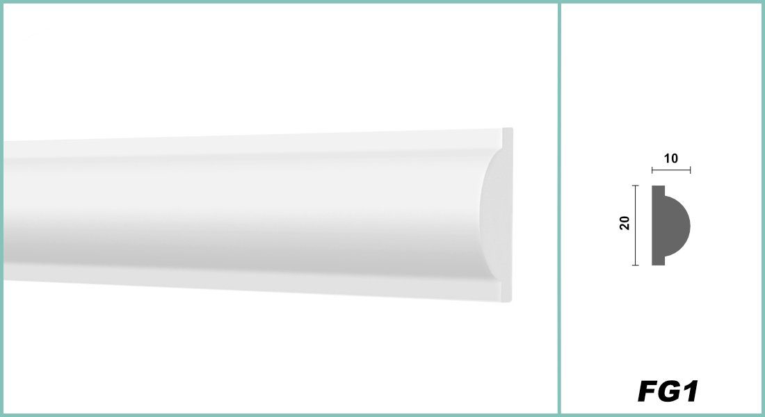 Hexim Zierleiste Wandleiste glatt FG1, 2 Meter Wandleisten aus Styropor (XPS) - Hochwertige Stuckleisten leicht & robust im modernen Design - Styroporleiste