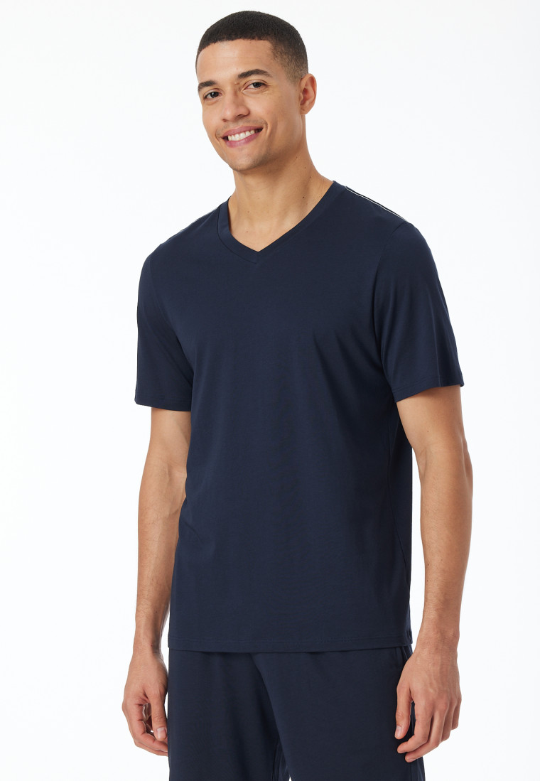 Shirt kurzarm V-Ausschnitt nachtblau - Mix+Relax