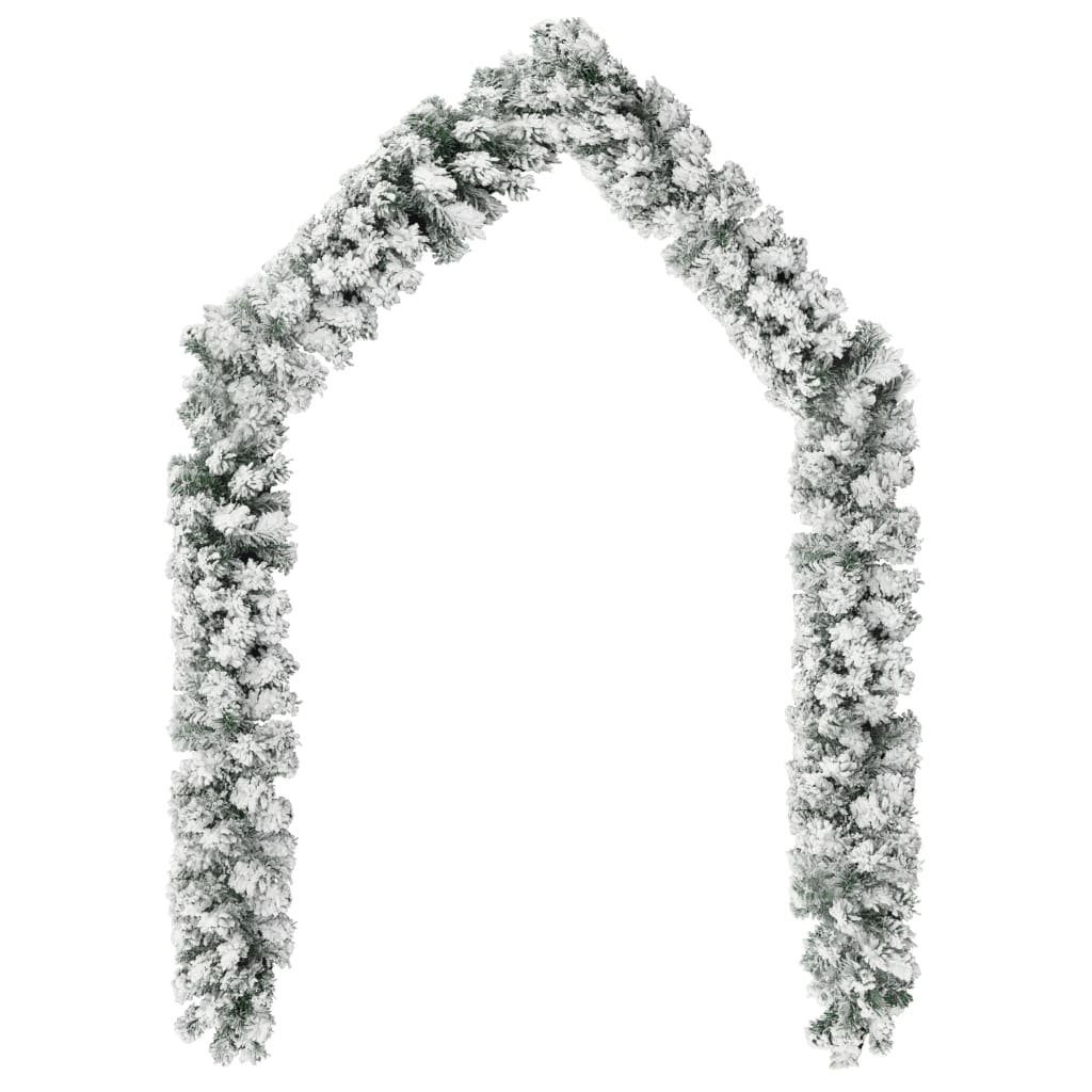 vidaXL Christbaumschmuck Weihnachtsgirlande mit Schnee Grün 5 m PVC (1-tlg)