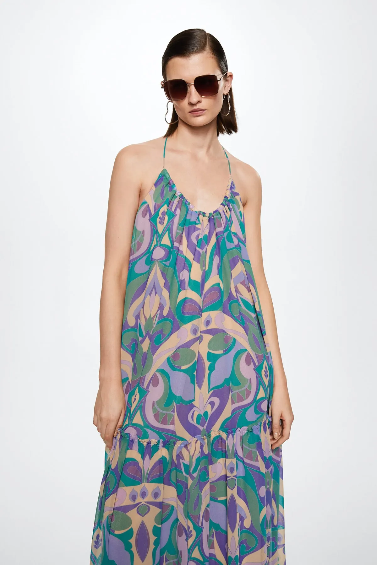 MANGO  Grünes Damenkleid 37021299