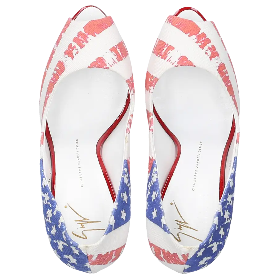 Giuseppe Zanotti - Peeptoes weiß-kombi blau rot - bunt