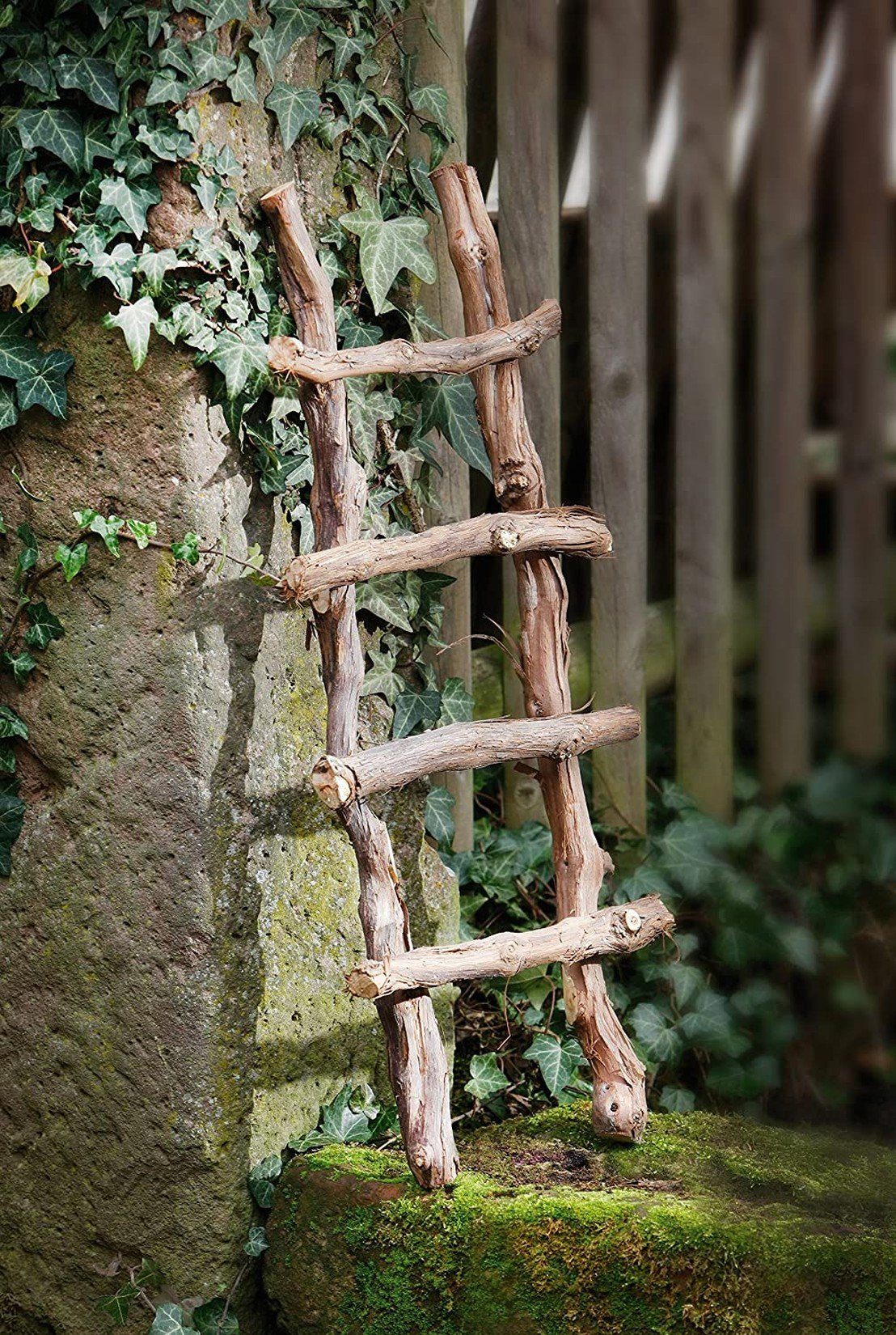 Dekoleidenschaft Dekoleiter aus Rebenholz im Shabby Style, als Rankhilfe, Holzleiter, Gartendeko, als Rankhilfe oder Kletterhilfe für Wein & Efeu