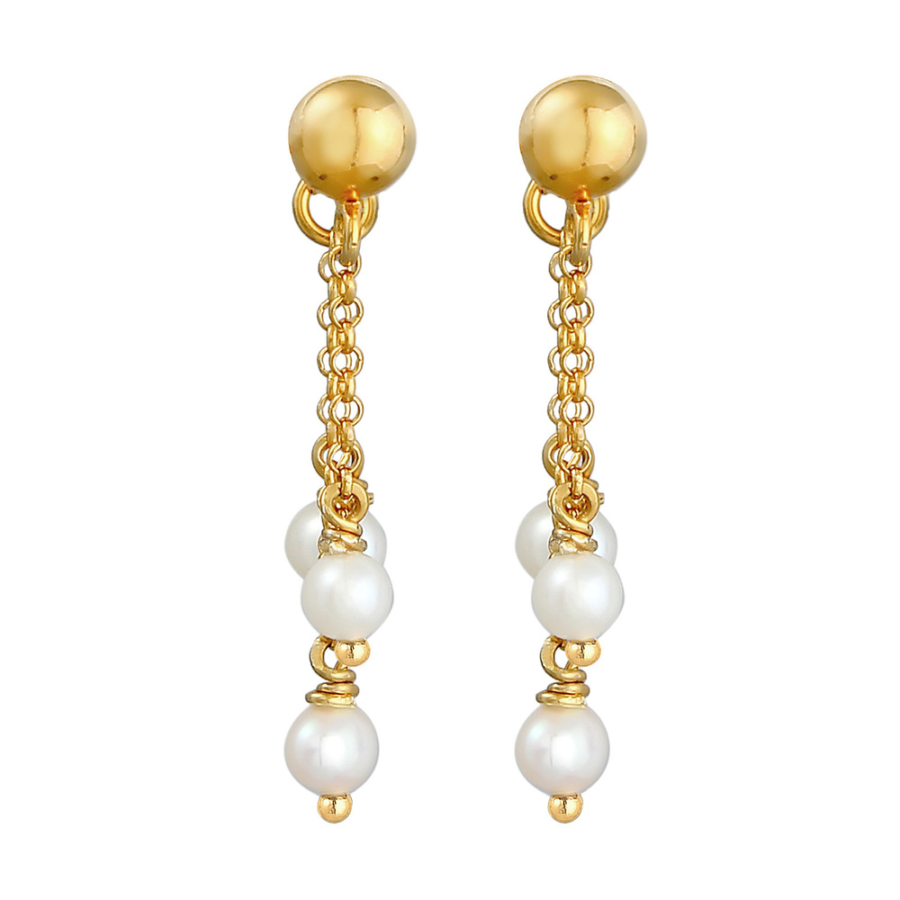 Elli Elli Boucles d'Oreilles Clou d'oreille pour femme - Chaîne élégante avec perles d Boucles d'oreilles