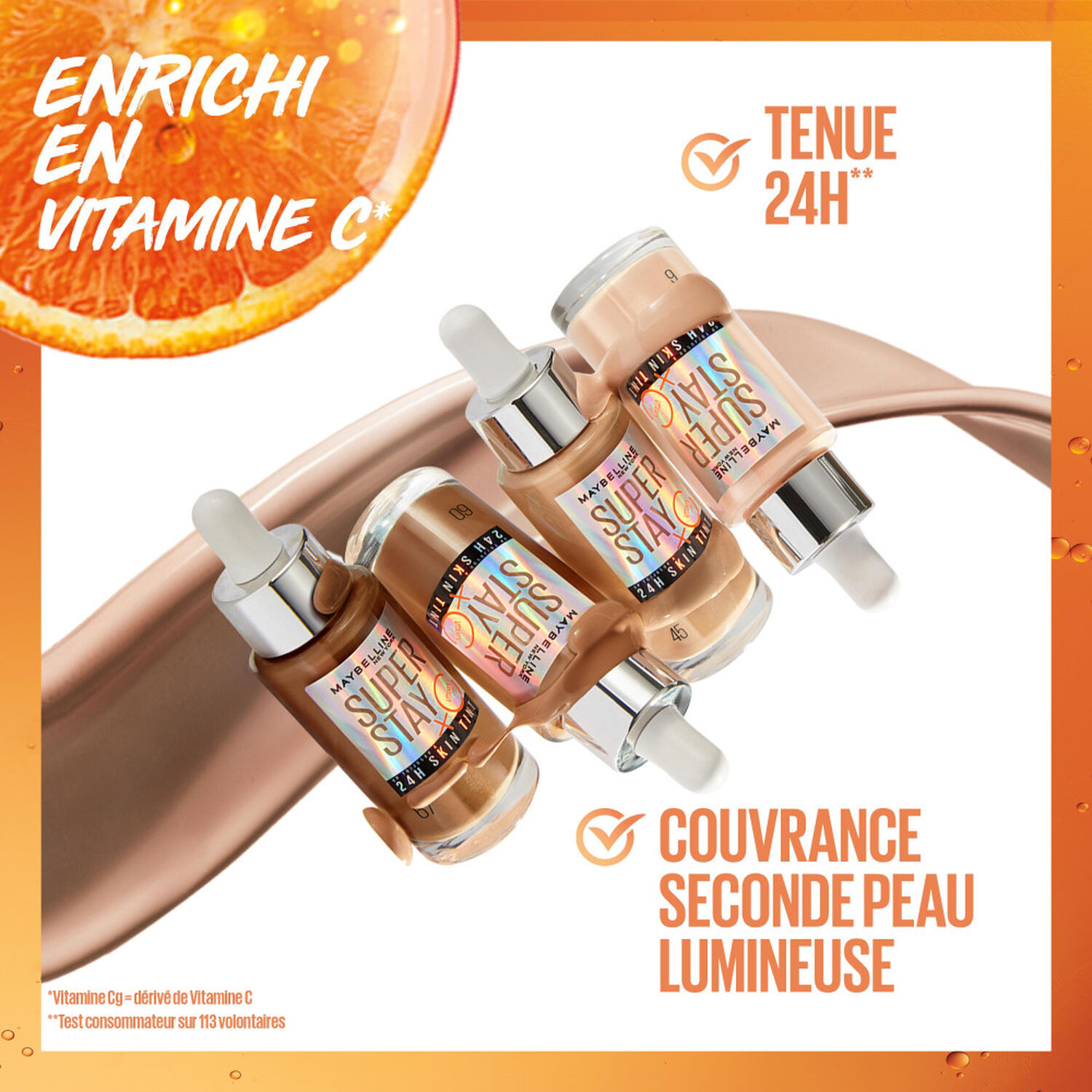 Maybelline New York Superstay 24H Fluide de teint seconde peau couvrance modulable