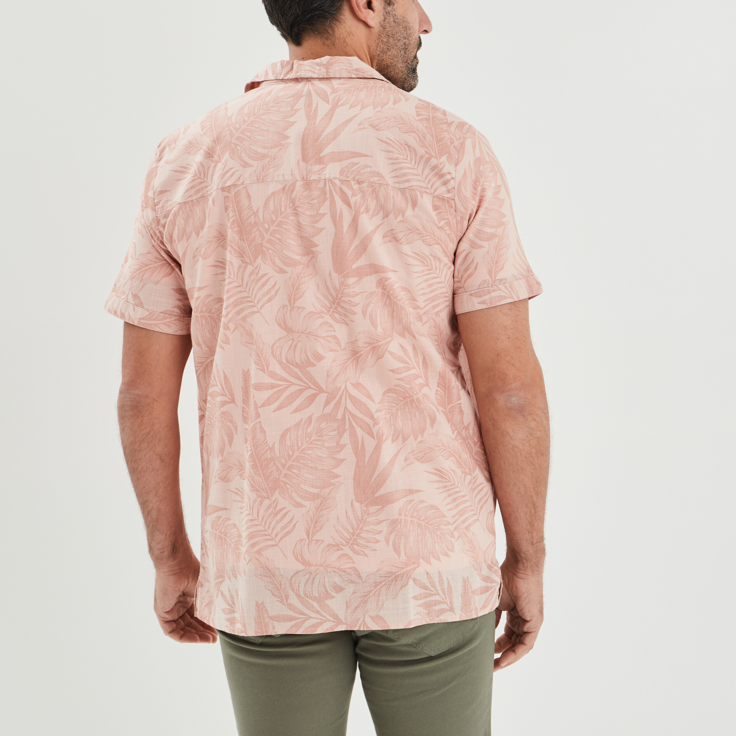 Chemise en coton manches courtes rose clair homme | La Halle