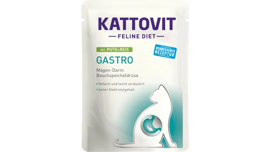 Kattovit Katzennassfutter Feline Diet Gastro mit Pute + Reis 85 g