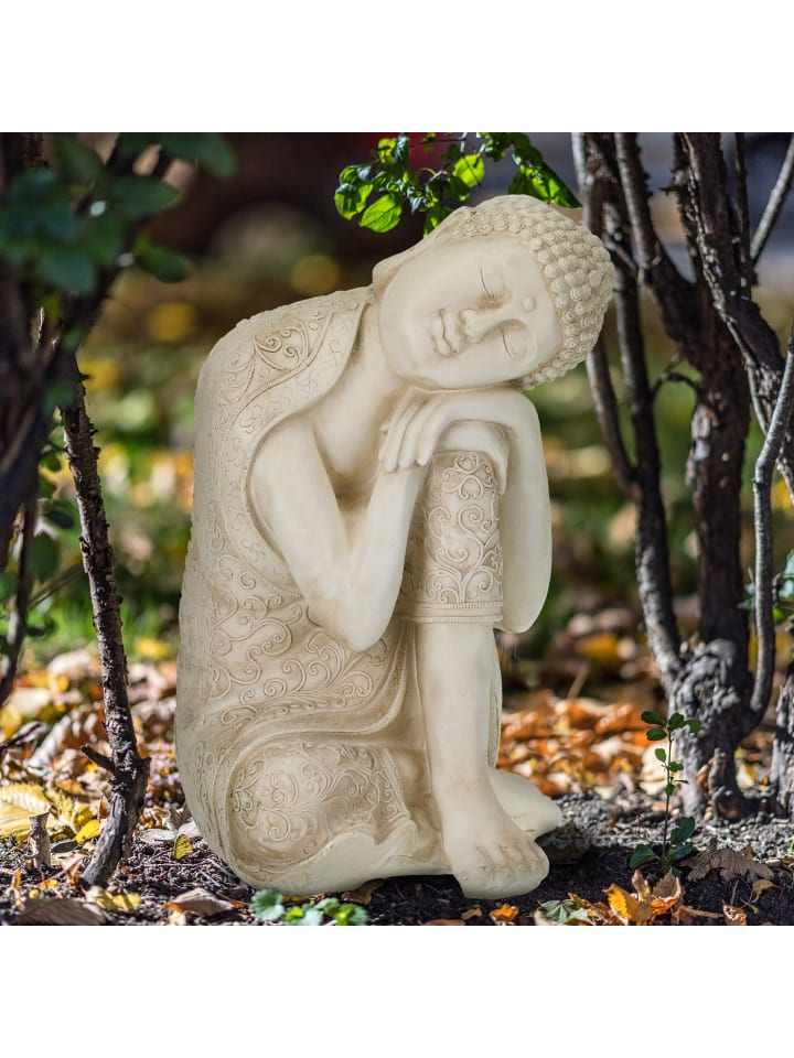 relaxdays Buddha-Figur in Cremeweiß - (B)40,5 x (H)61 x (T)38 cm günstig kaufen onesize
