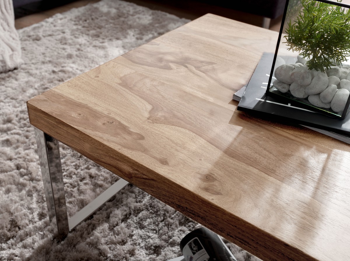 Wohnling Akazie Couchtisch Massiv 120 x 60 x 40 cm