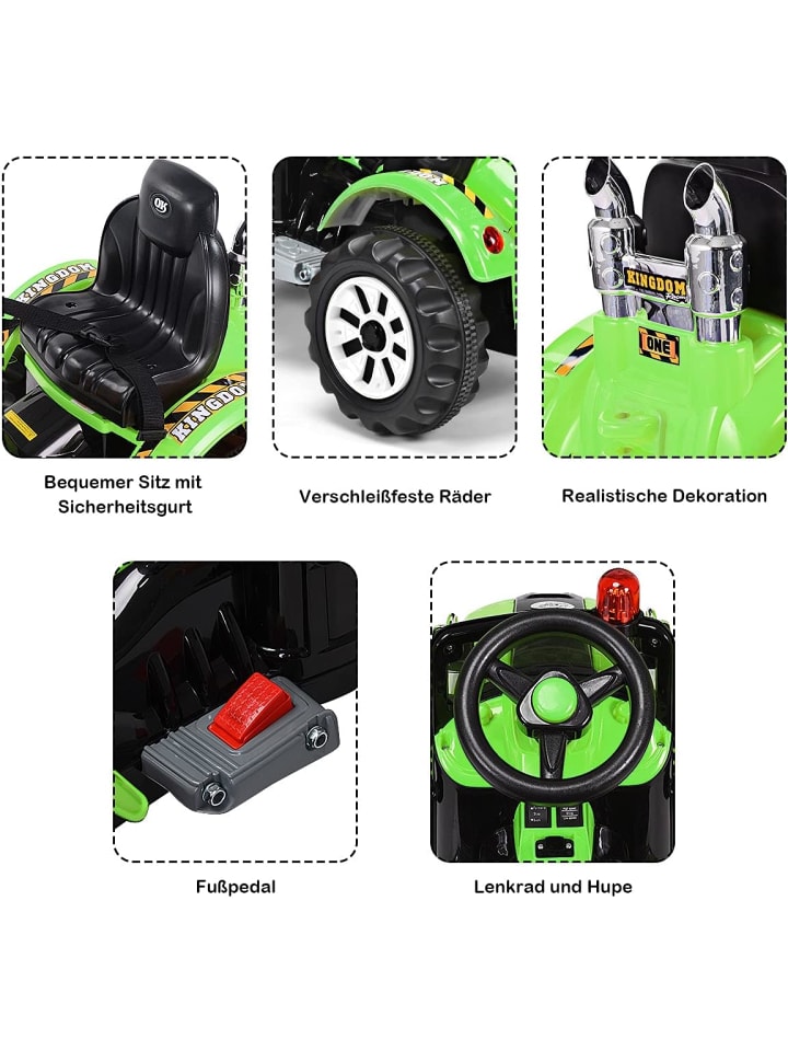 COSTWAY 12V Elektro Sitzbagger in Grün günstig kaufen 150 x 60 cm