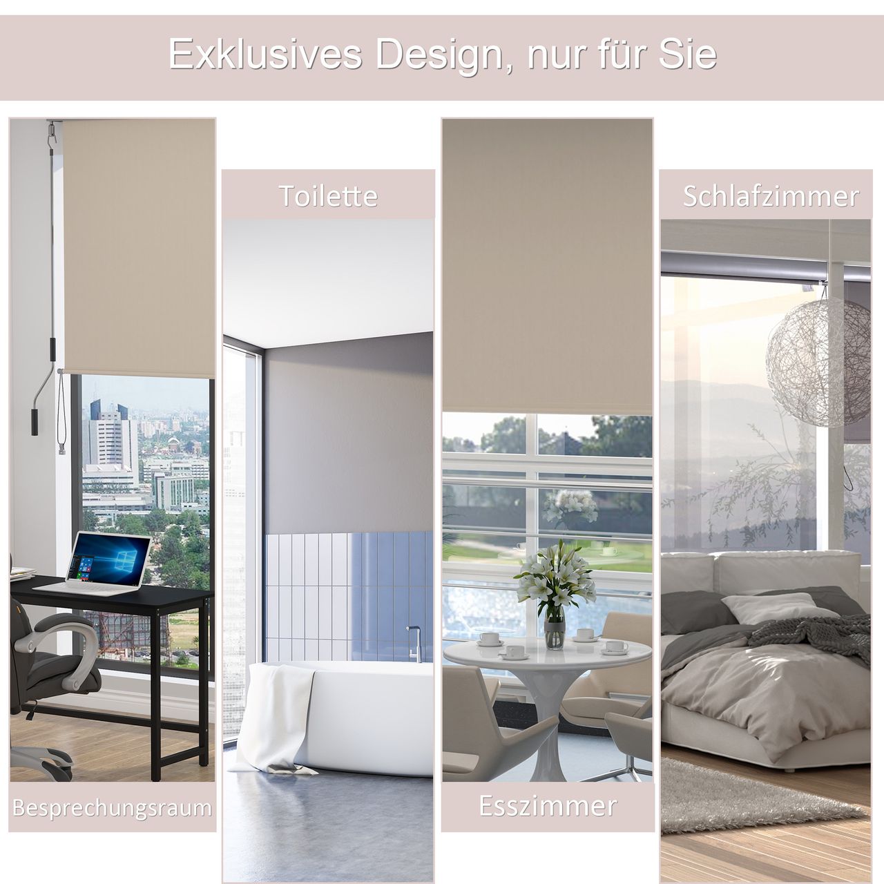 Outsunny Senkrechtmarkise Balkonmarkise Seitenrollo Sichtschutz mit Handkurbel Cremeweiß 100 x 140 cm
