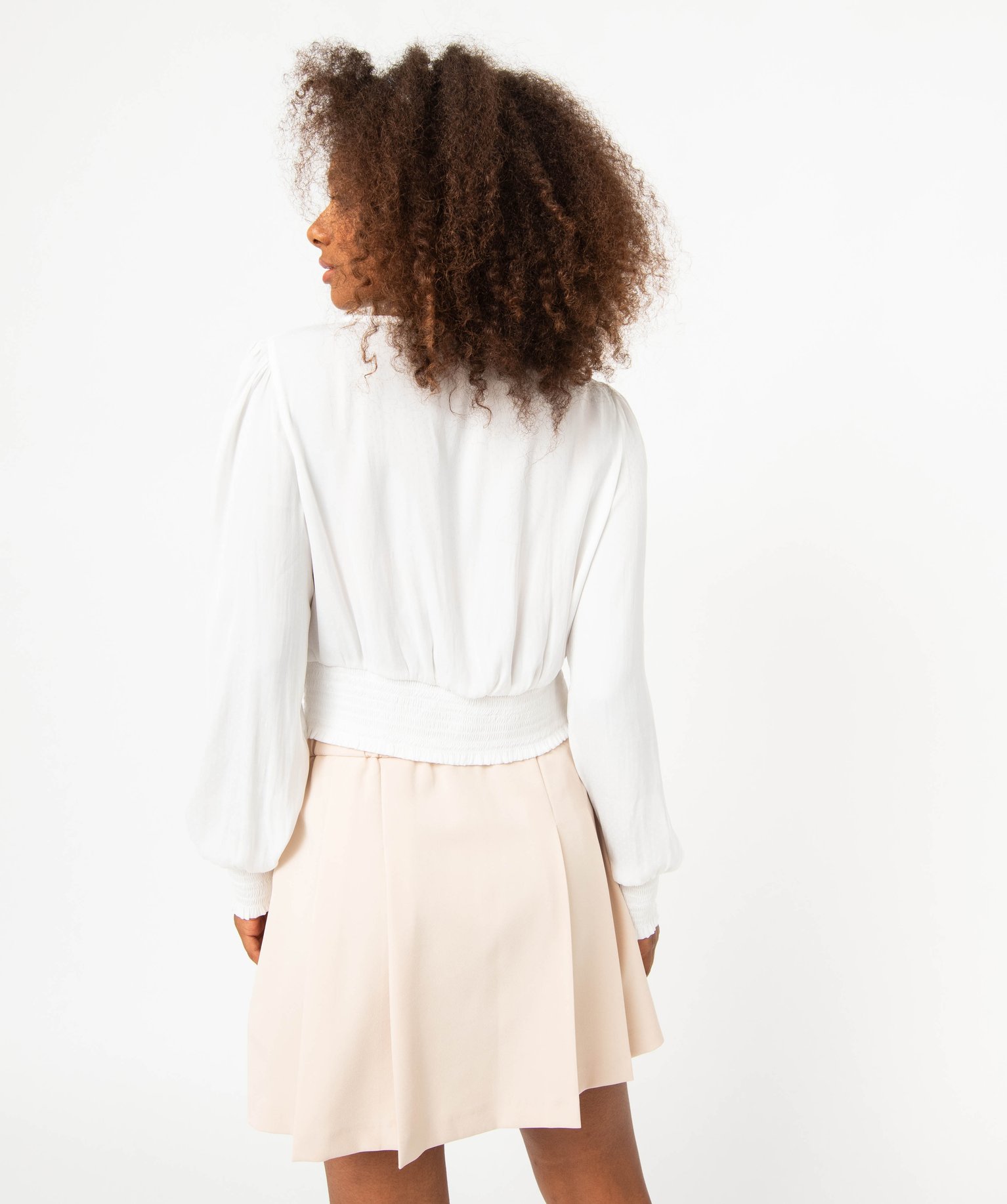 Blouse à manches longues effet drapé femme ecru | GEMO