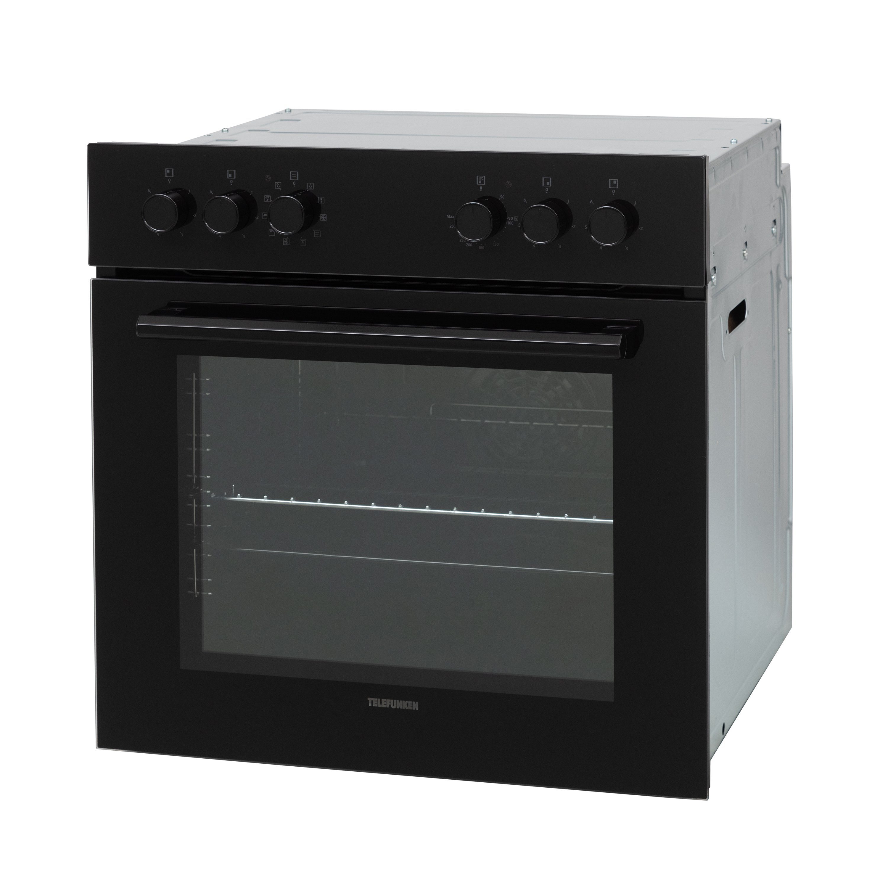 Telefunken Elektro-Herd-Set ECH65A-B, VapClean, Einbauherdset, 65 L, Backofen mit Grill & Umluft, Glaskeramik-Kochfeld