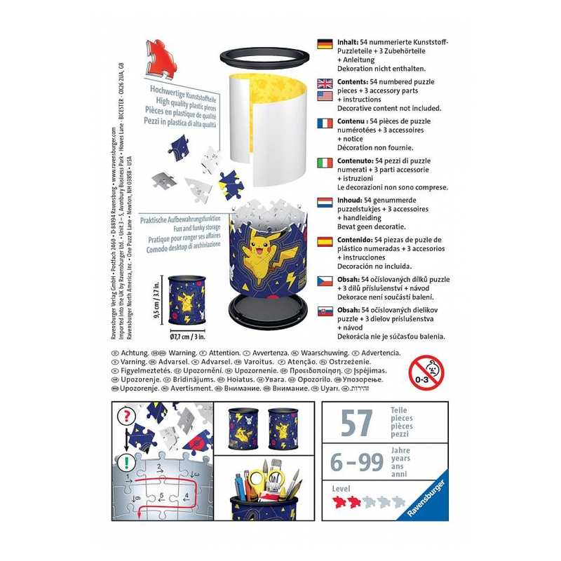 Puzzle 3D Pokemon pot à crayons 54 pièces