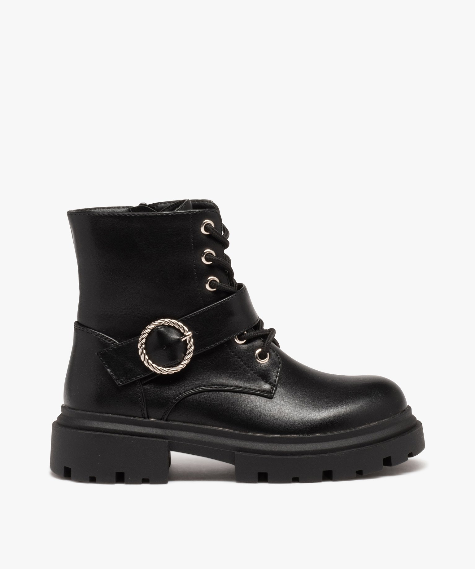 Boots esprit biker avec semelle crantée fille noir | GEMO