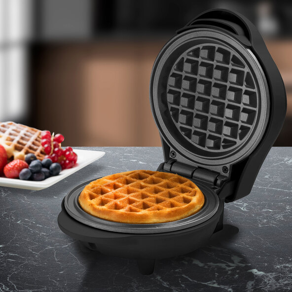 Waffeleisen, rund, schwarz
