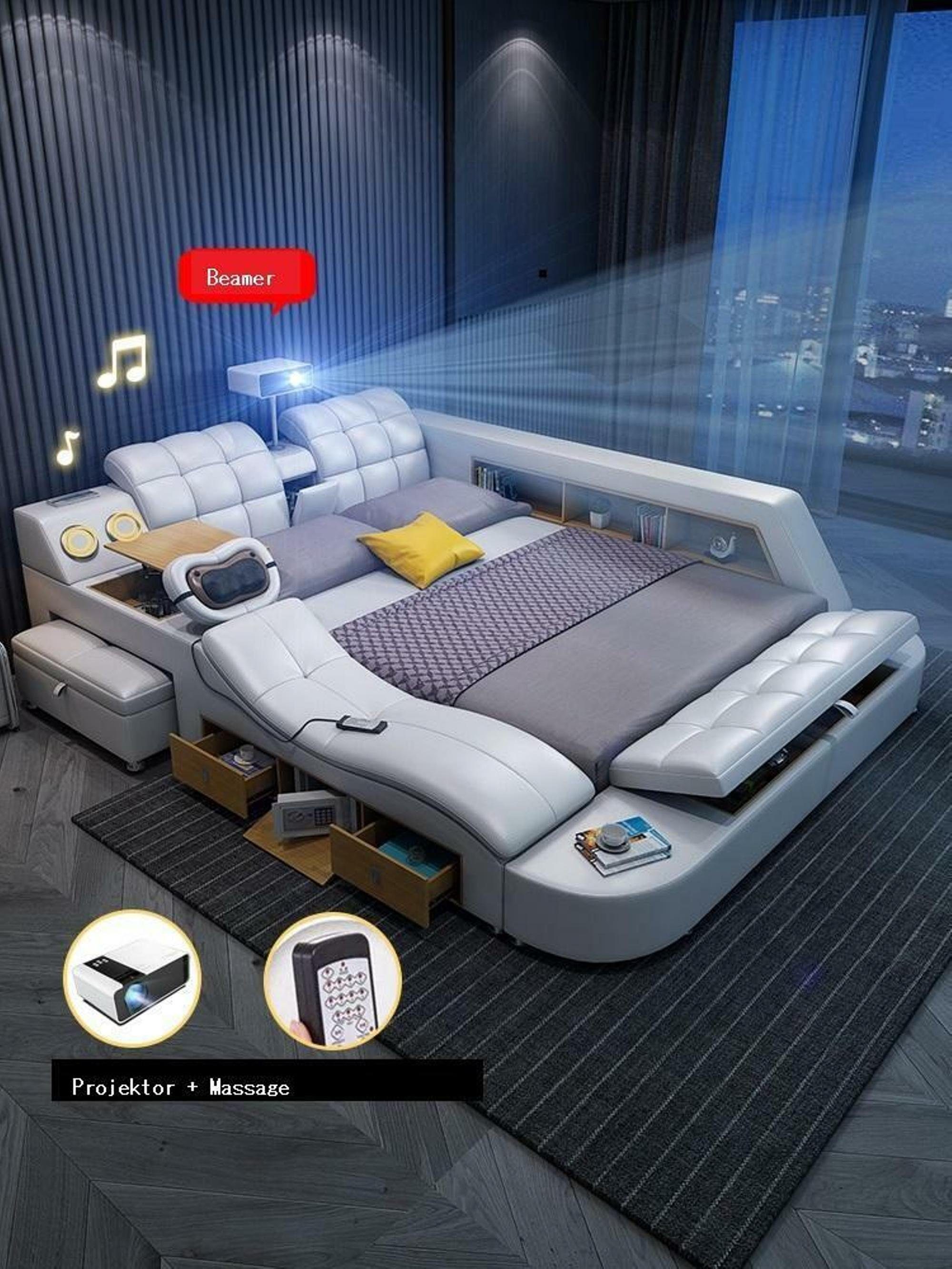 JVmoebel Bett Bett Multifunktion Betten tv beamer usb led Massage Funktion Hotel