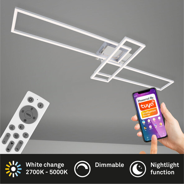 WiFi-CCT-LED-Wand- und Deckenleuchte, rechteckig
