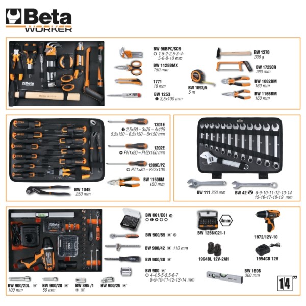 Beta 020566022 BW 2056E 12V-Accuboor 12V + 146-delige gereedschapsset