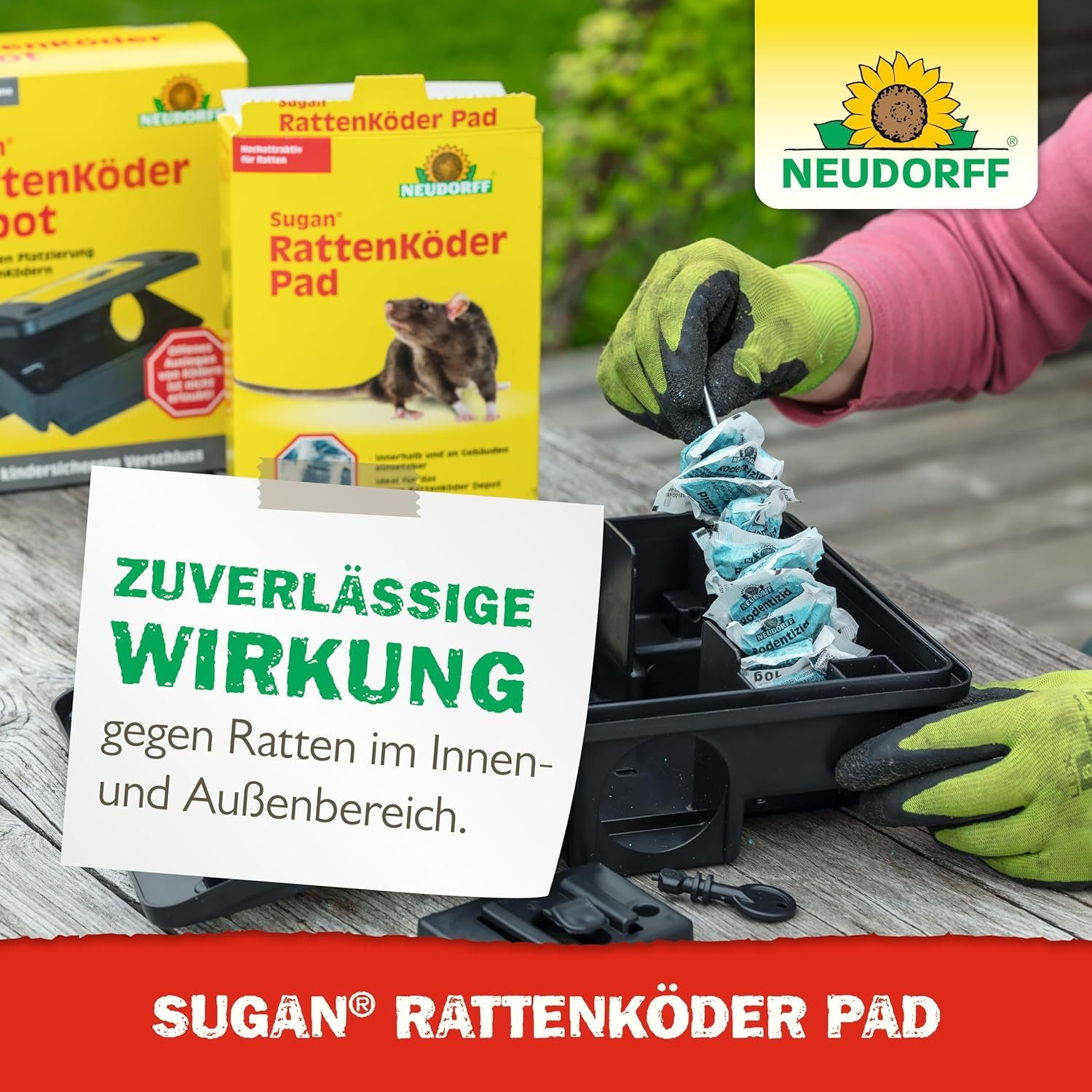 Neudorff Gift-Rattenköder Sugan, 400 g, Ratten effektiv und sicher bekämpfen