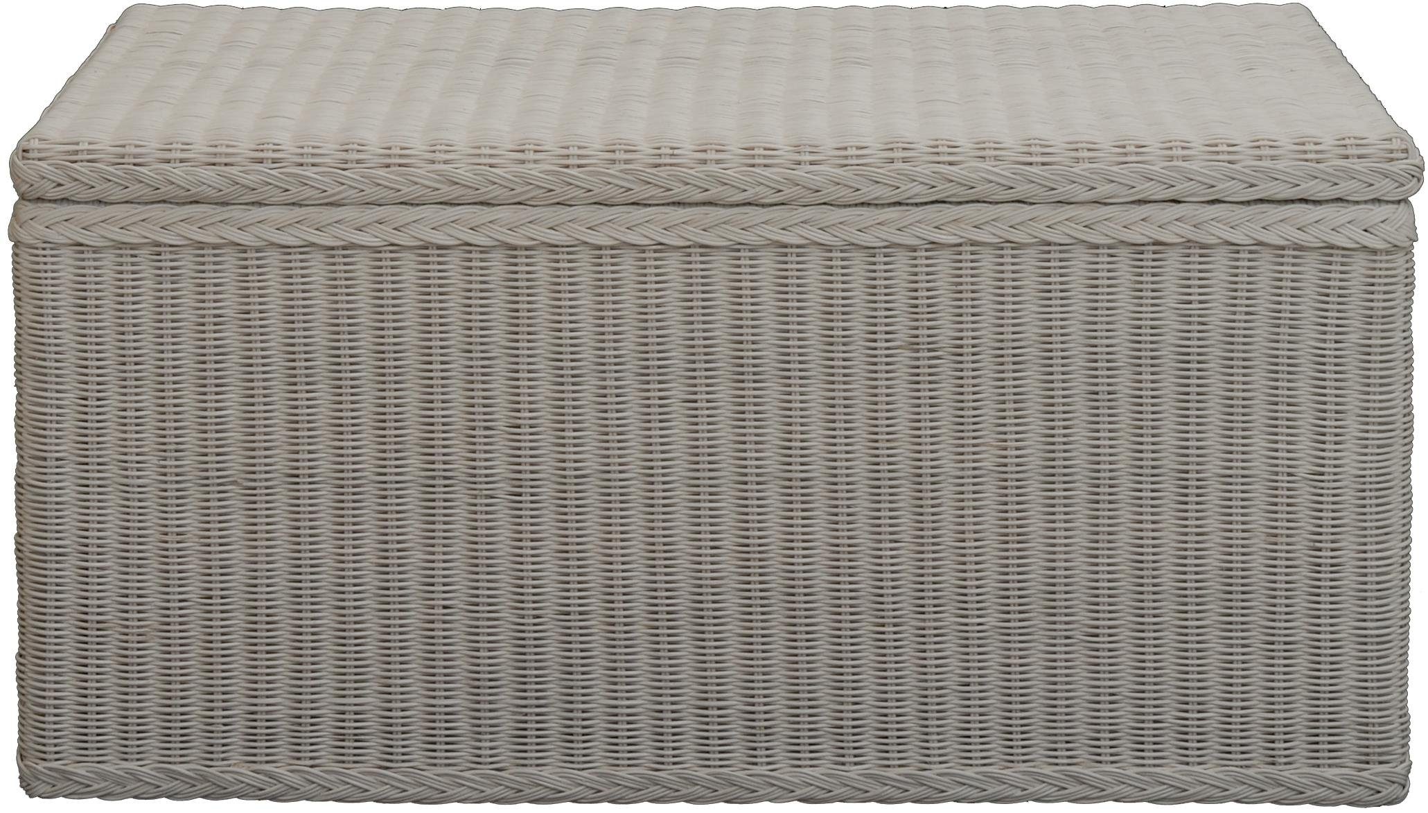 Krines Home Wäschetruhe Rattantruhe Groß Deckel Natur Rattan Truhe Aufbewahrung XL 100x50x50, Große Truhe mit viel Stauraum