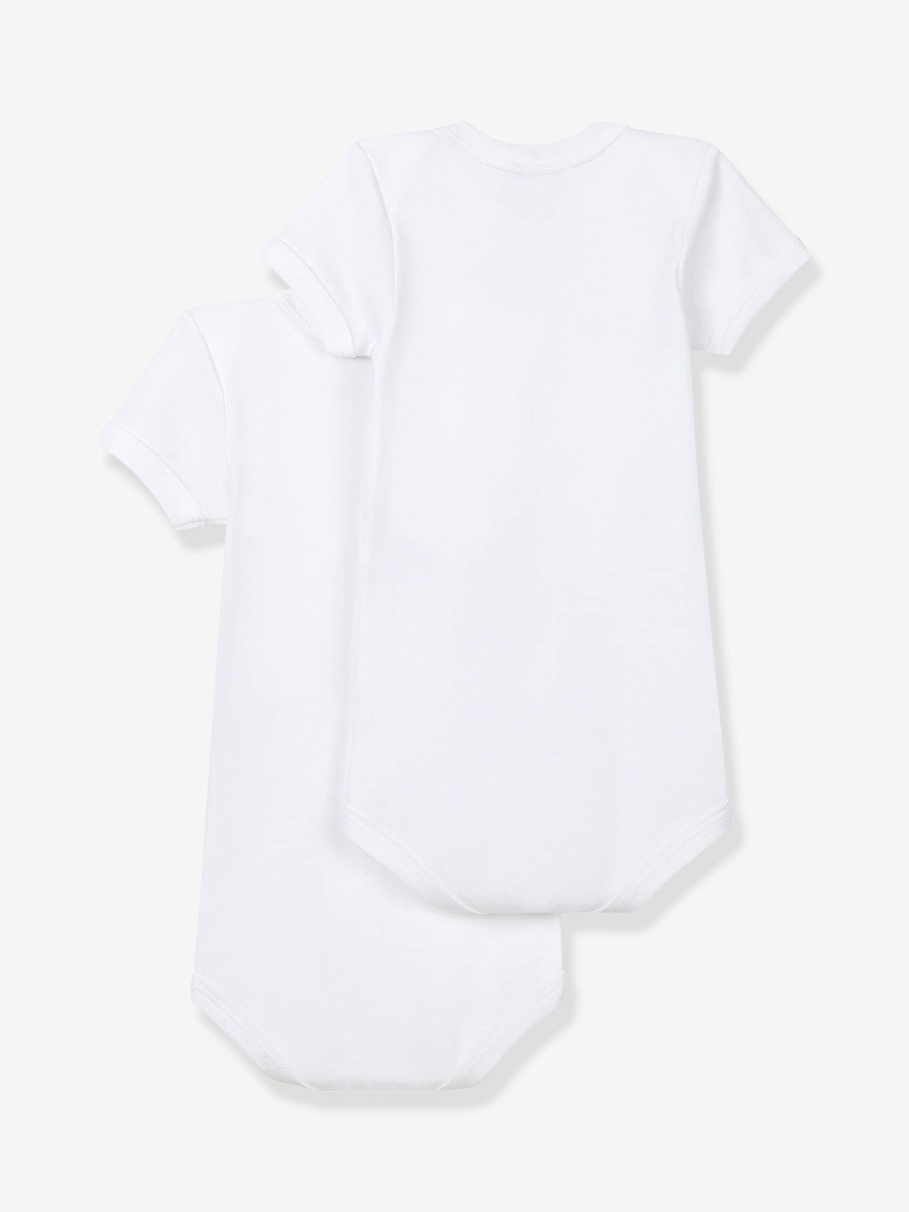 Lot de 2 bodies ouverture US manches courtes bébé en coton bio PETIT BATEAU