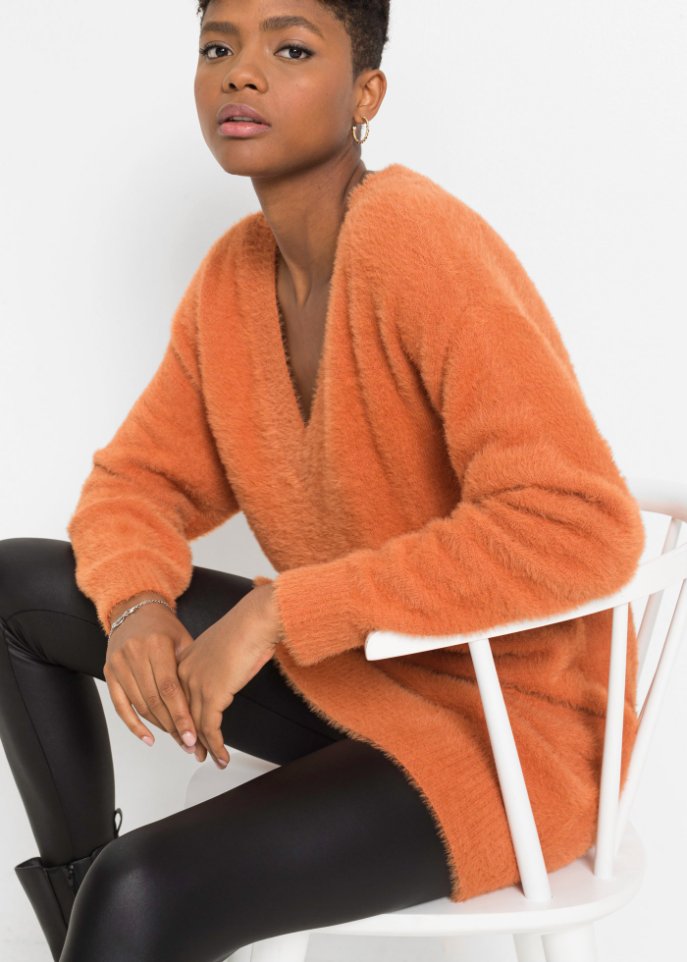 Oversized Strickpullover mit weichem Federgarn