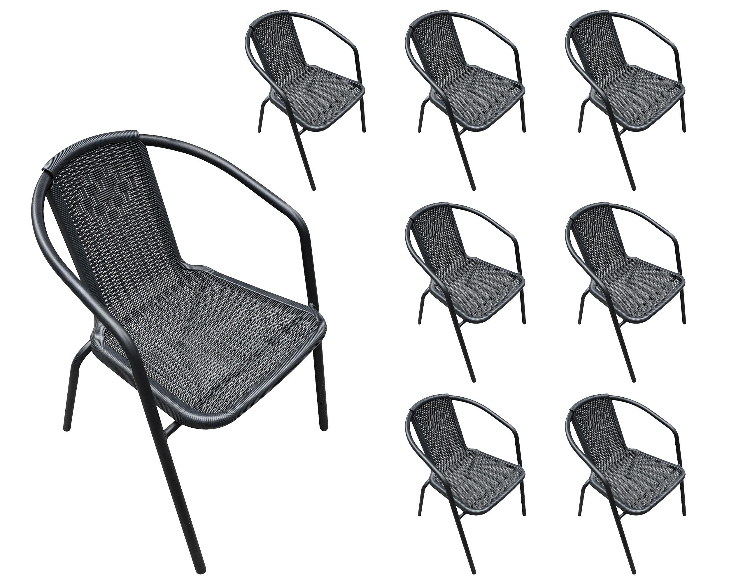 LC Garden Stapelstuhl LC Garden Garvista 8er Set Stapelstuhl 56x62x72cm schwarz Gartenstuhl Terassenstuhl