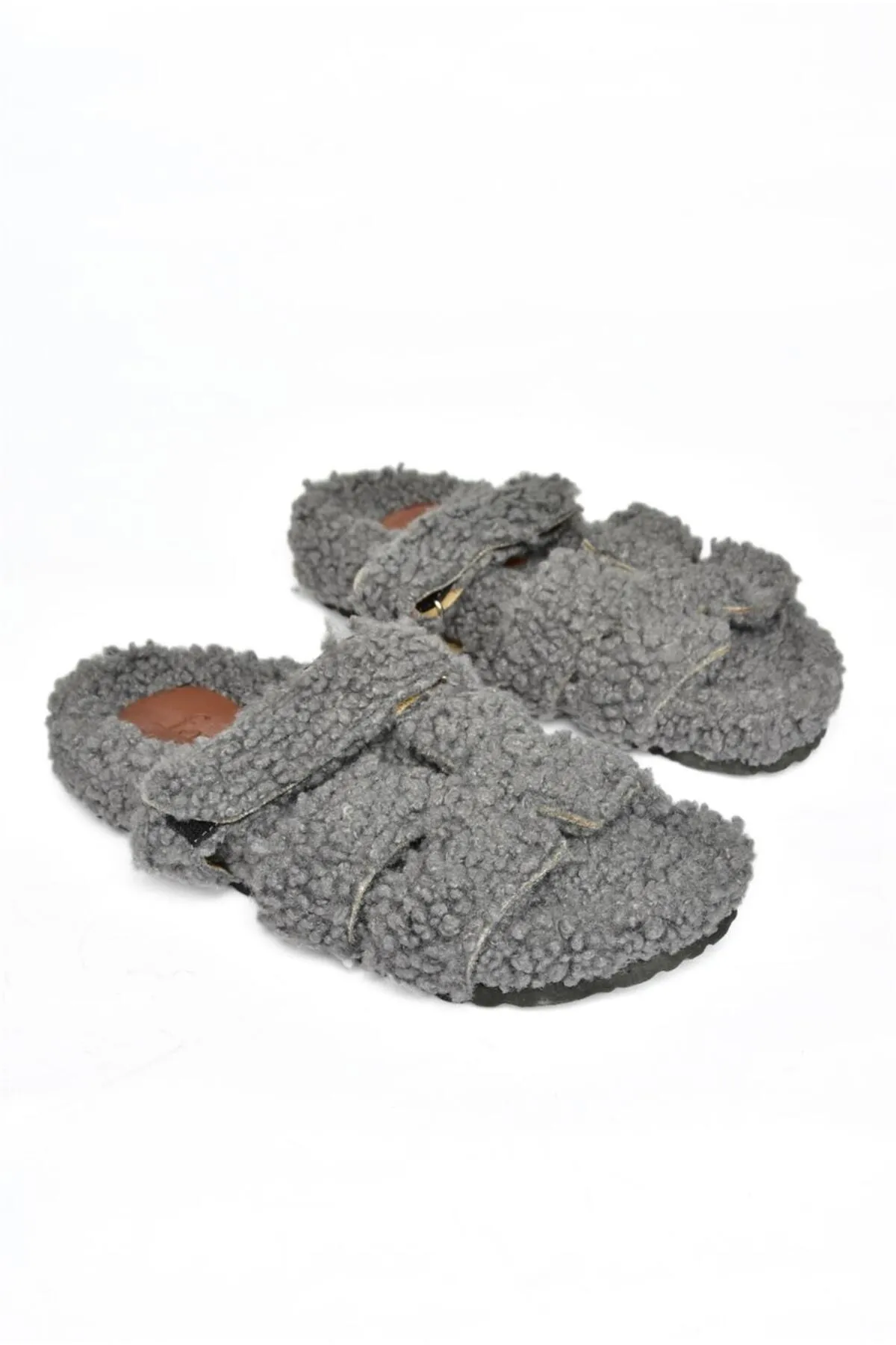 Fox Shoes  R824527204 Damenhausschuhe aus grauem Fell