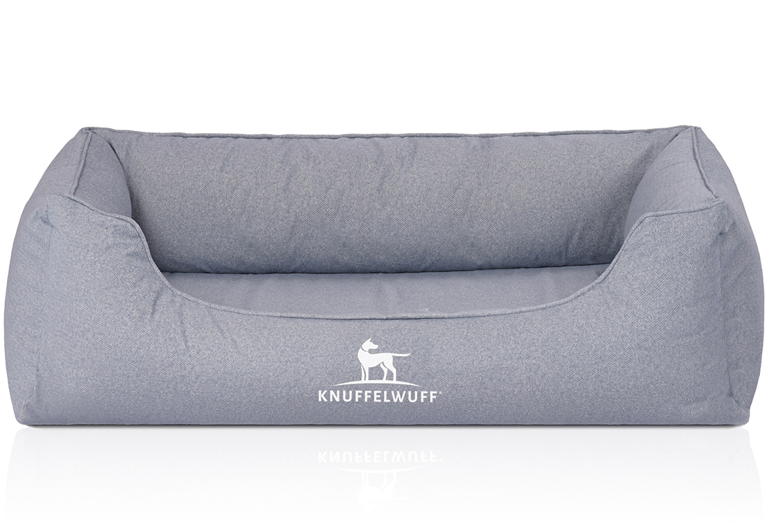 Knuffelwuff Hundebetten Knuffelwuff Orthopädisches Wasserabweisendes Hundebett Malou aus Velours mit Handwebcharakter hellblau M-L
