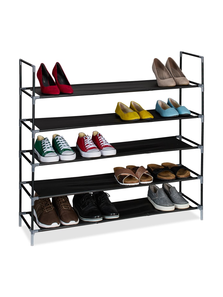 relaxdays Schuhregal in Schwarz/ Transparent - (B)100 x (H)91 x (T)28 cm günstig kaufen onesize