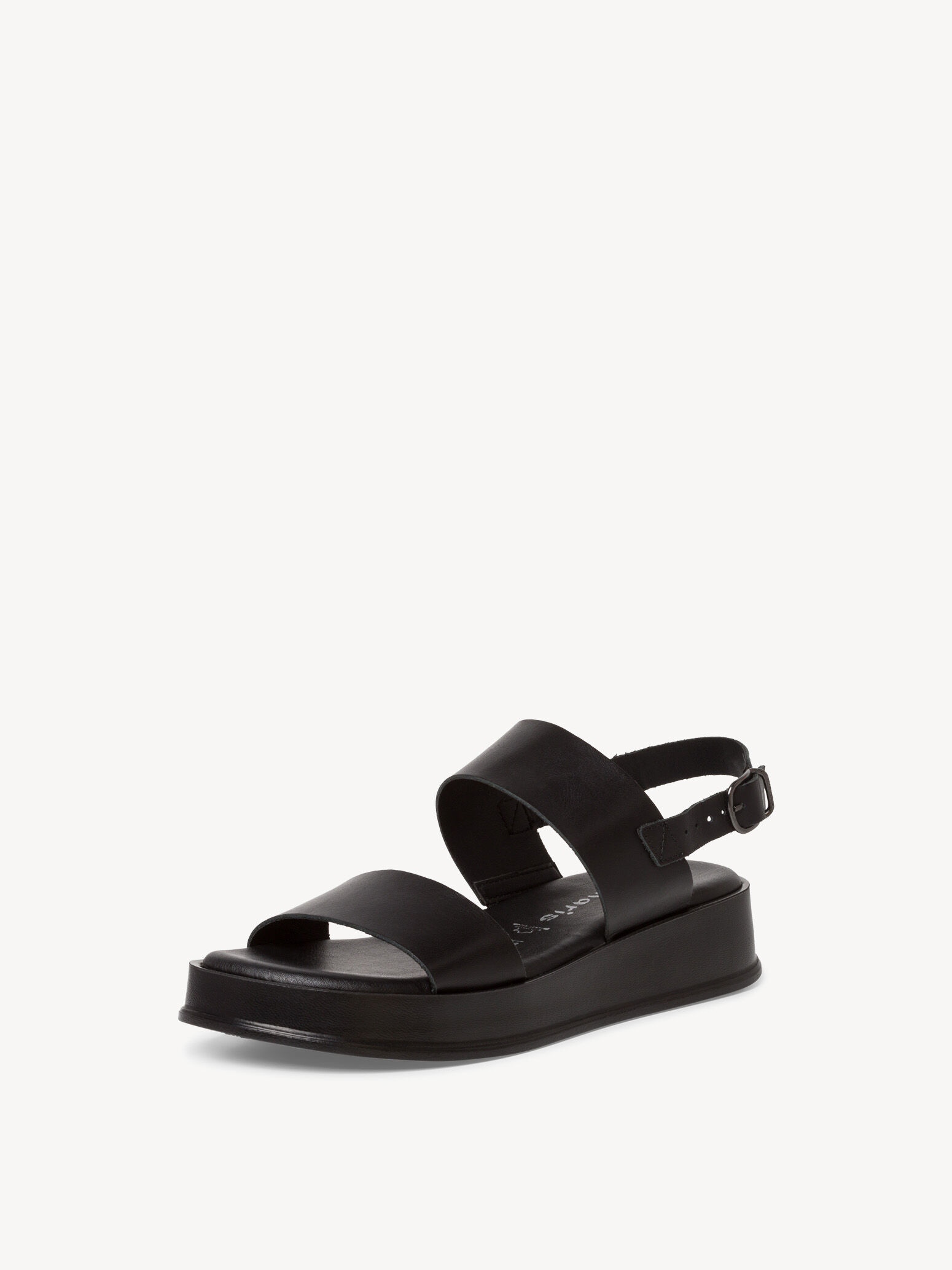 Sandale à talon en cuir - noir