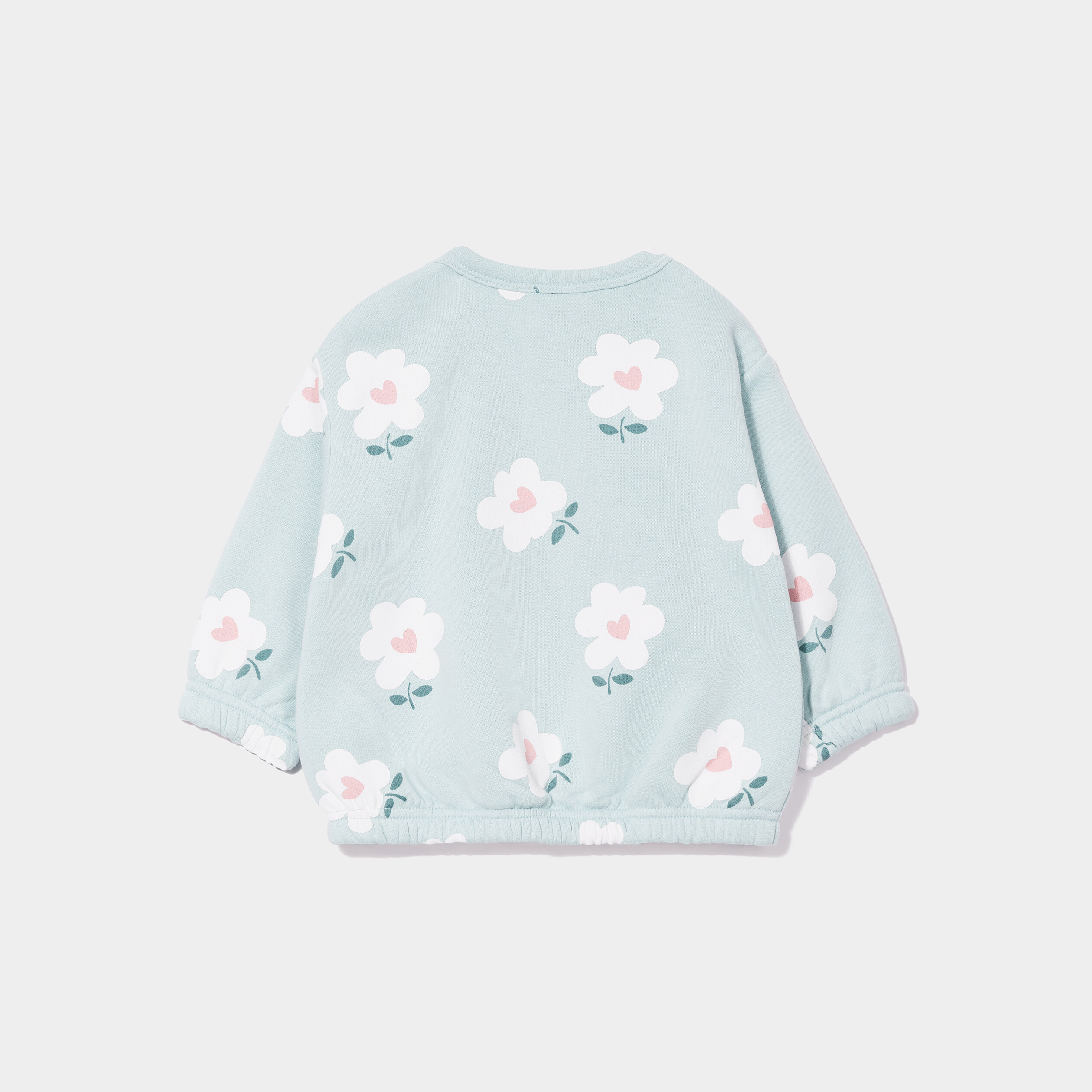 Sweat col rond épaule boutonnée bleu gris bébé fille | La Halle