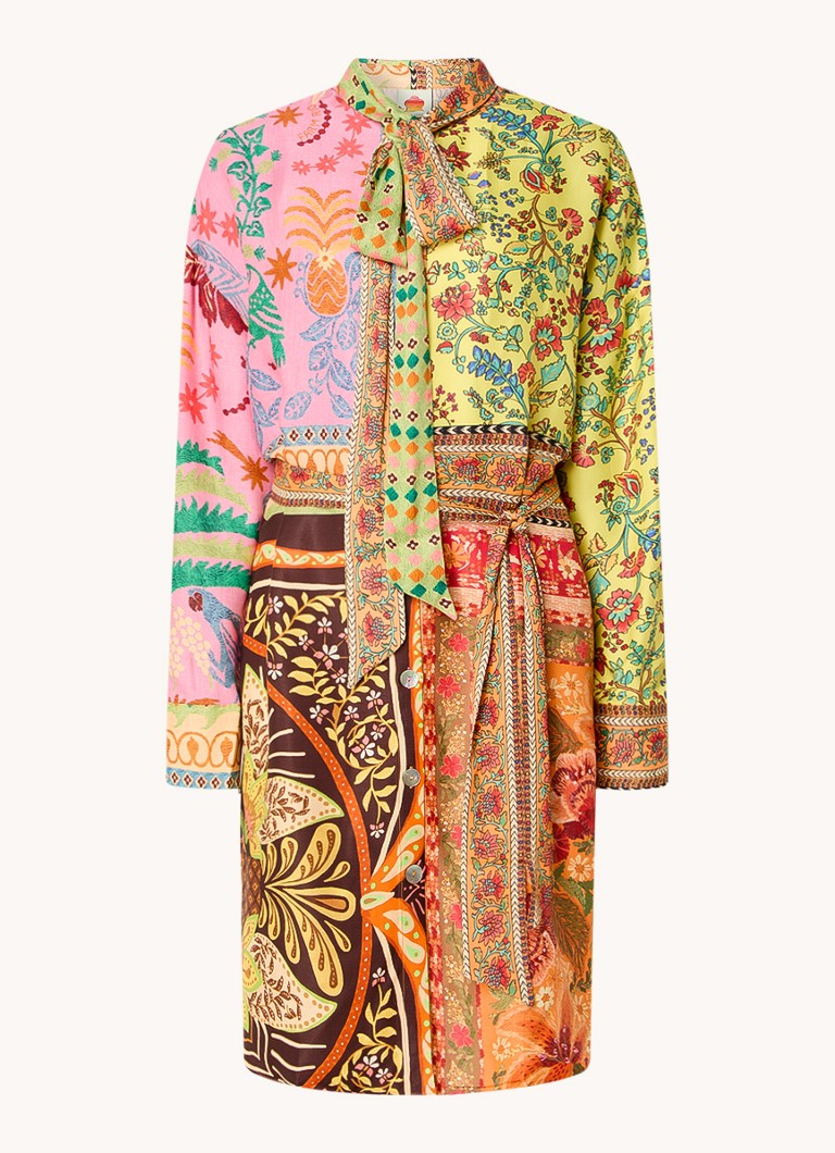 Farm Rio  Blouse met print en strikceintuur