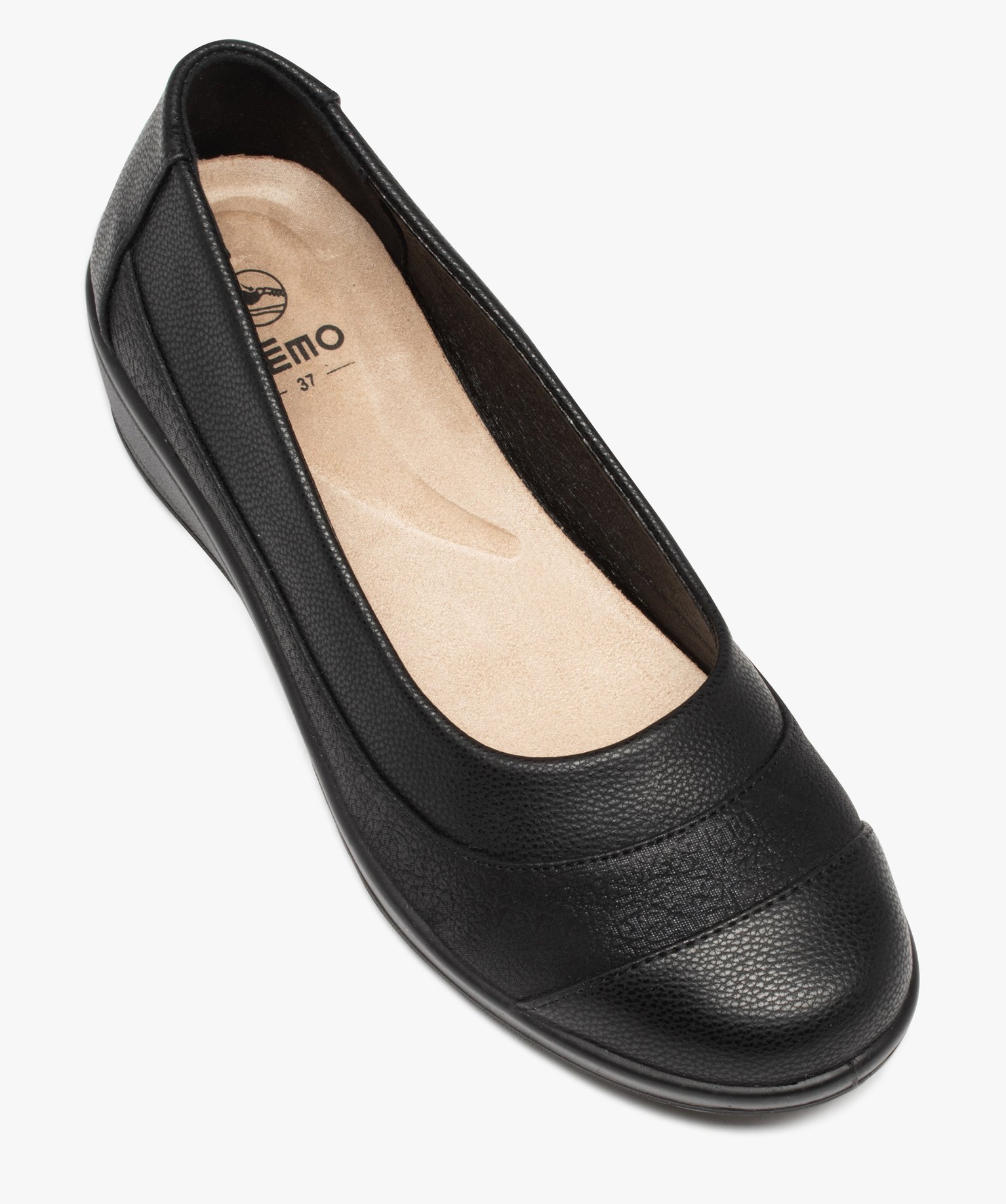 Ballerines femmes confort unies finement compensées noir | GEMO