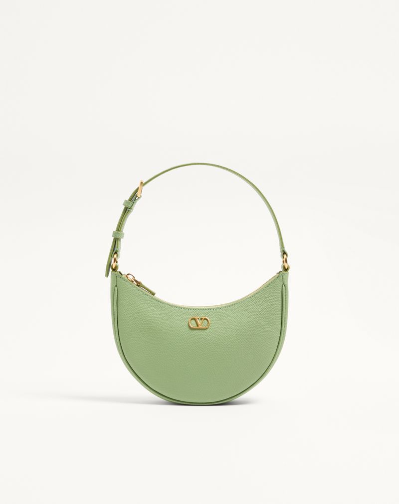 Bolsa Mini Hobo Assinatura VLogo em pele de bezerro granulada