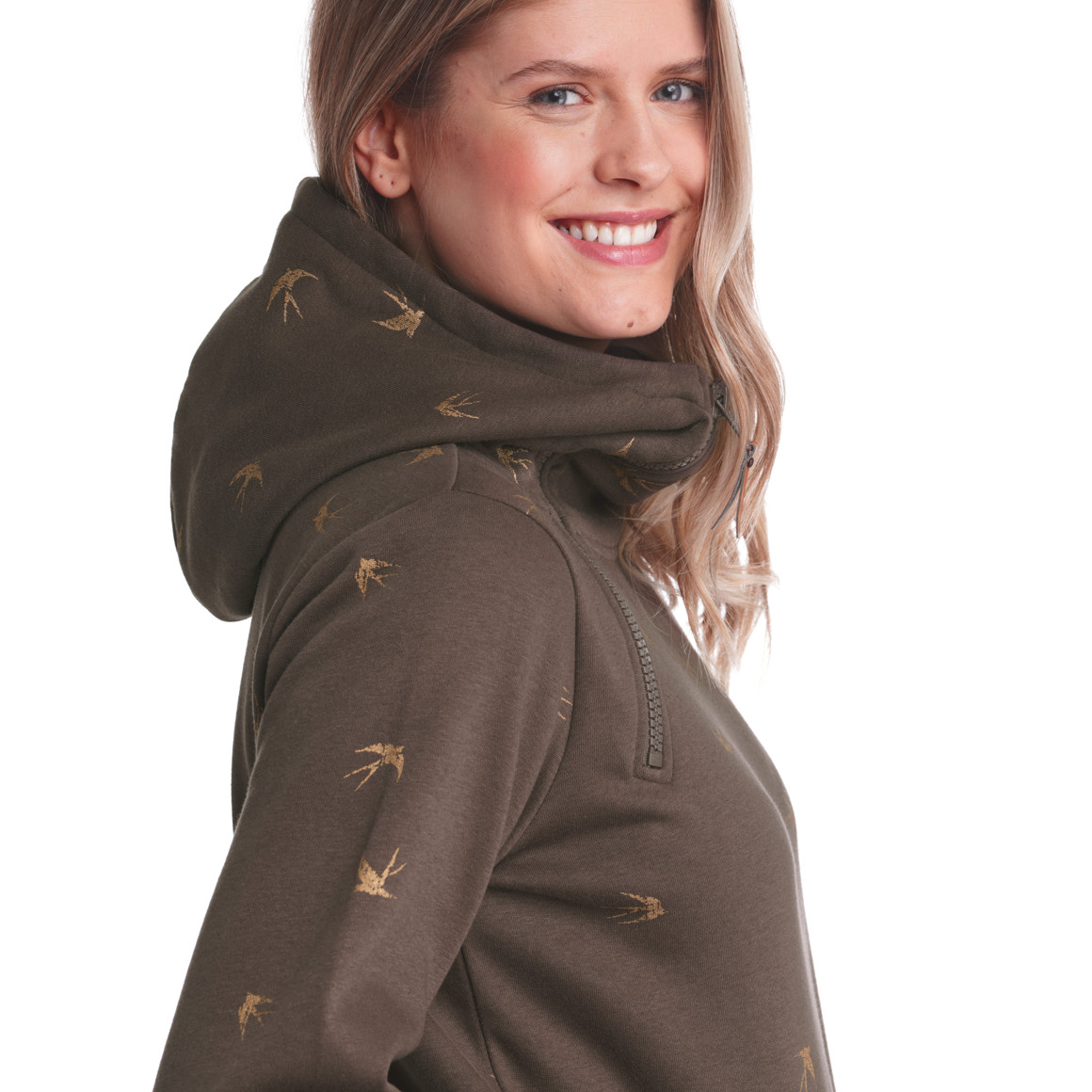 Damen Hoodie mit Schwalben-Allover