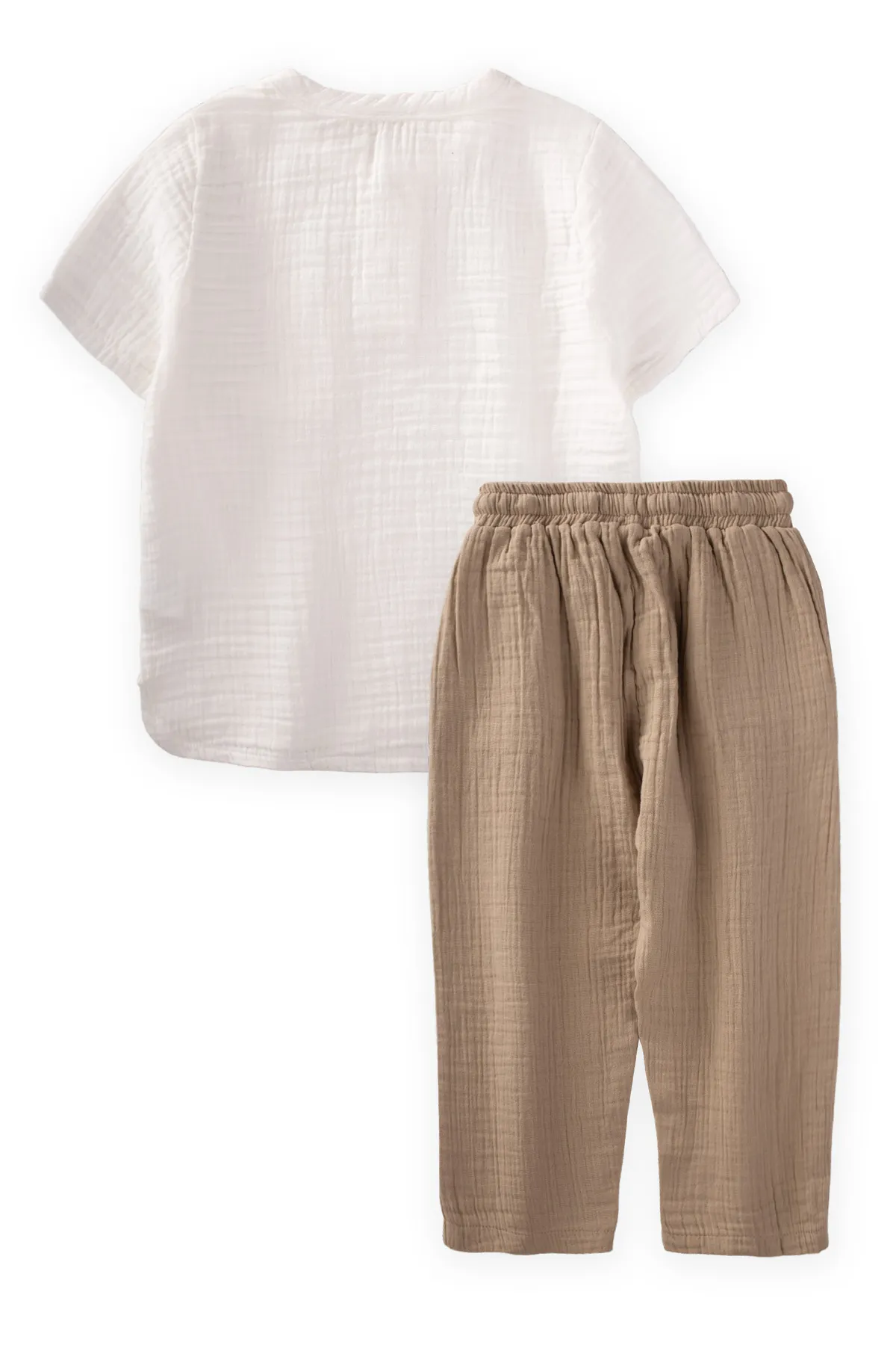 Cigit  Set aus Bio-Musselin-Hemden im Bohemian-Stil, 2–7 Jahre, Ecru