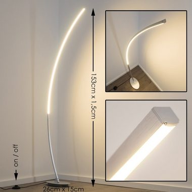 hofstein Stehlampe Brie LED Designer Standlampe in Aluminiumgebürstet, Stehleuchte mit Fußschalter und Kabel, Leselampe, LED 1100 Lumen