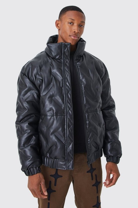 PU-Steppjacke mit Trichterkragen