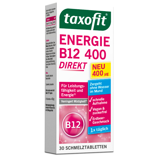 TAXOFIT Energie B12 400 Direkt Schmelztabletten  30 St  Schmelztabletten